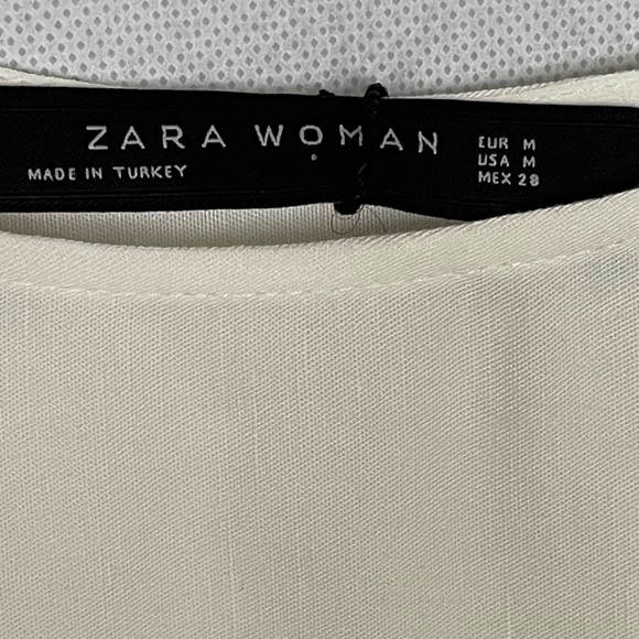 Zara cream linen blend Cropped Oversized top Lagenlook Coastal Boho NWT - Picture 6 of 7